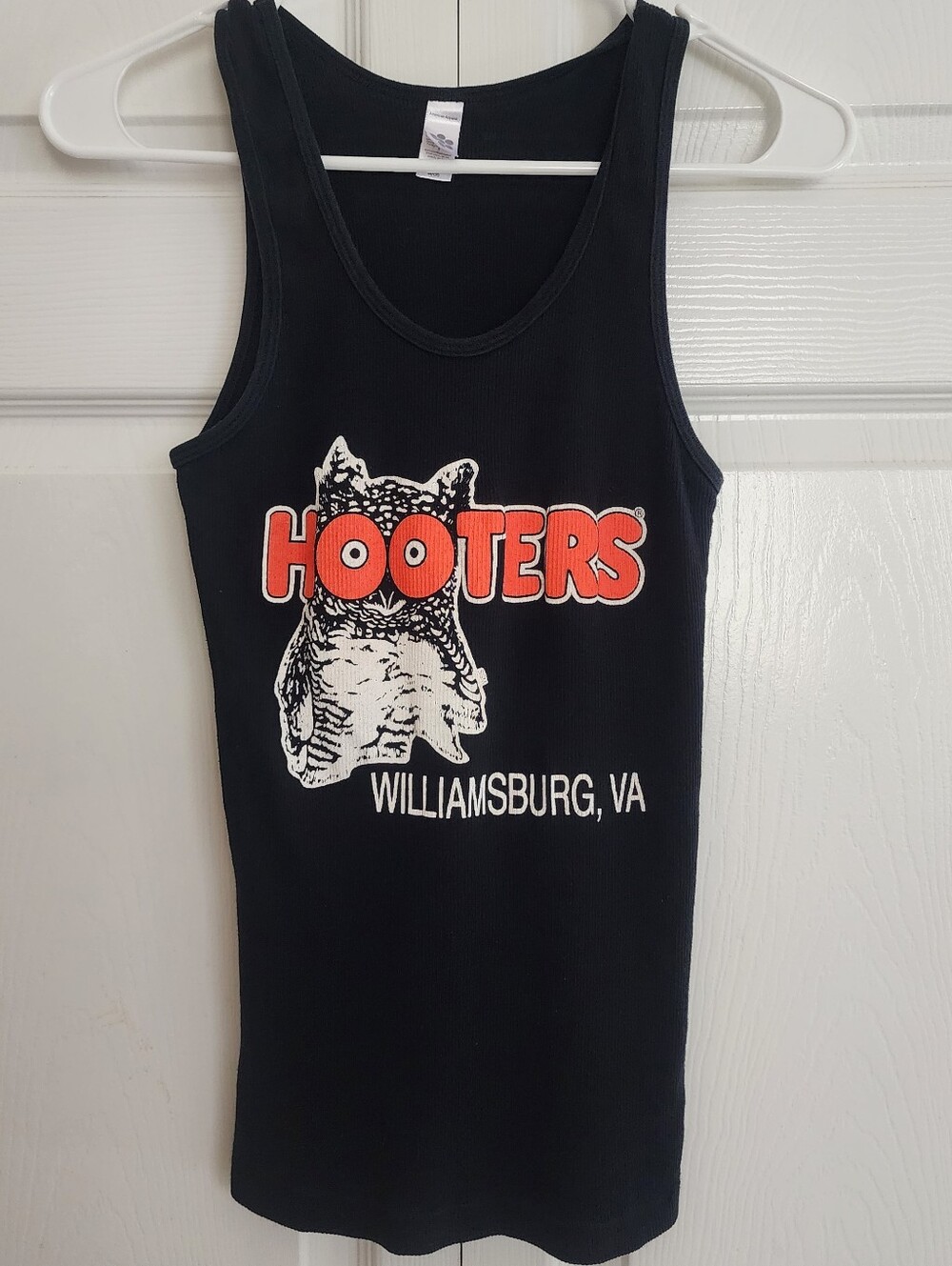 Hooters Girl Uniform Black Ribbed Retro Tank Top From Willamsburg, VA, Sz M